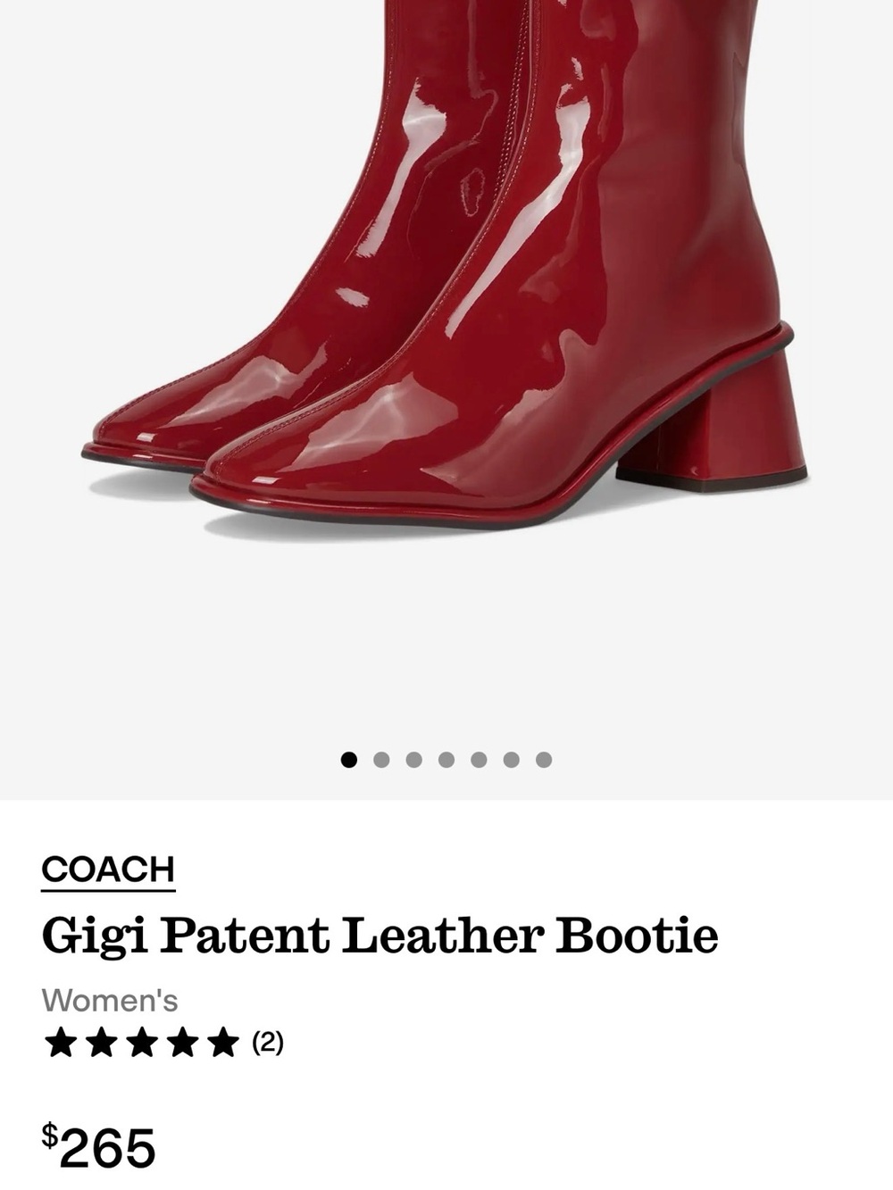 Coach Red Patent Leather Block Heel Boots - Picture 12 of 12